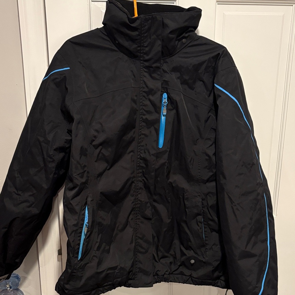 Lands' End Black Jacket with Gray Accents